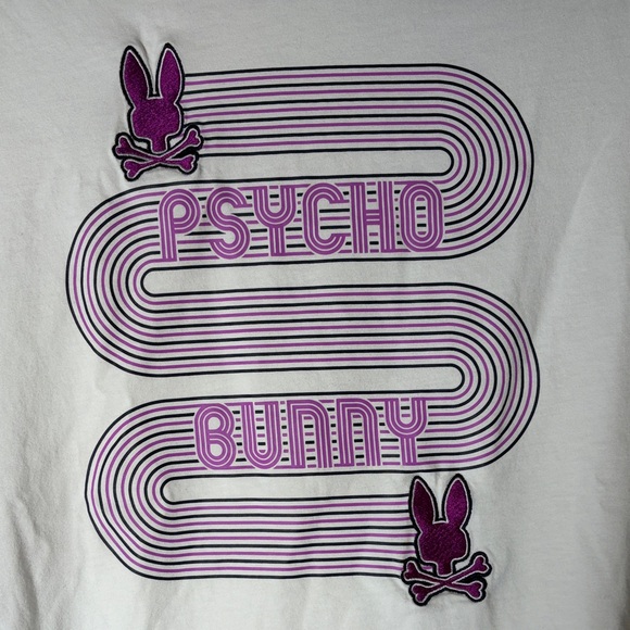 Psycho Bunny White Tee with Purple Design - Picture 4 of 7